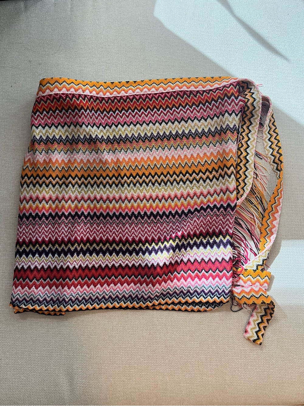 Missoni Mare Multicolor Knit Beach Pareo Pink, Yellow, Black
